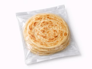 Frozen layered paratha in sealed packaging for quick heating and bulk supply