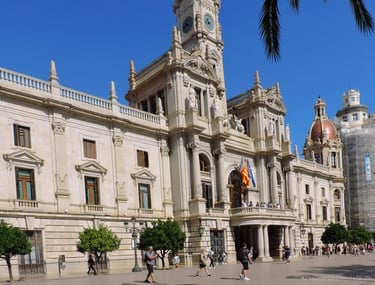 Impressive Baroque facade of Valencia City Hall, a grand architectural landmark