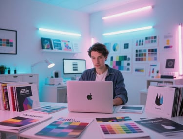 a man sitting at a desk with a laptop computer