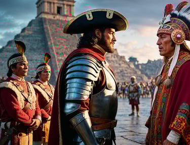 Moctezuma II and Cortez Face Off