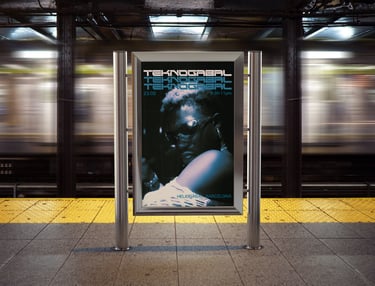 a poster board advertising a tekno music event