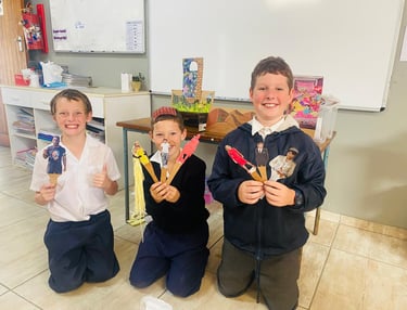 Children with drama props