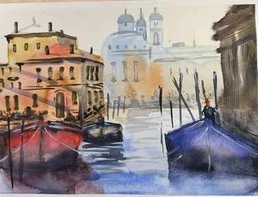 Gondola Dreams by Dianaq. - A Venetian scene. Capture a piece of venetian magic, in watercolor.