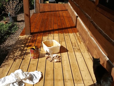 porch wooden floor staining