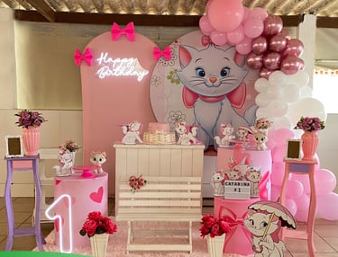 Decoração infantil tema Gatinha Marie em tons delicados