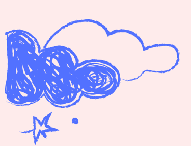 Dessin bleu d'un nuage avec des étoiles pour illustrer l'encart : Vos derniers avis !