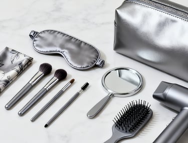 Complete GWP solutions set by King Fly with silver cosmetic bag & accessories.
