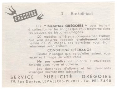 Rare 1950s France Basketball Card Chromos