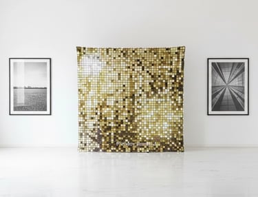 X-Frame Hintergrundstoff - Hier in Goldoptik