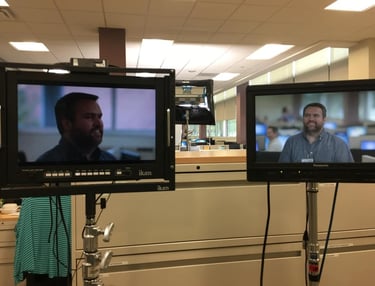 Cinematic camera monitors on-set professional business commercial in Eastern North Carolina