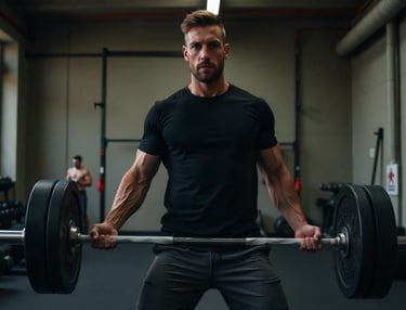a man lifting weights in a gym