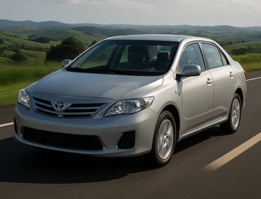 Toyota Corolla GLi 2014 prata em movimento em rodovia, visto de frente em ângulo lateral.