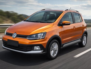VW CrossFox usado em movimento na rodovia com visual aventureiro e robusto
