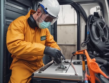 An electric vehicle (EV) charging station is situated in an outdoor, grassy area with trees in the background. The station features a ChargePoint unit with two charging plugs and an orange sign indicating 'EV Charging Only'. A small body of water is also visible behind the station.