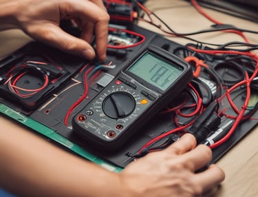 A hand holds a teal Game Boy Color against a matching blue background. The screen displays the title of a Pokémon game. Visible buttons include a directional pad and the A, B, Select, and Start buttons.