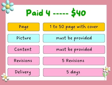 book design chart