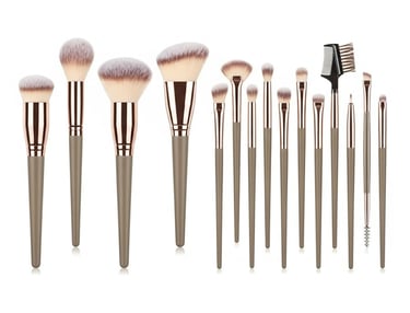 Kit de Pincéis de Maquiagem 15 Peças - Cerdas Sintéticas Macias