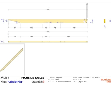 Plan de débit de poutre bois