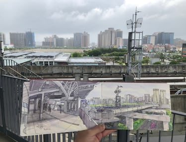Urban sketch by Evgeny Bondarenko Taiwan