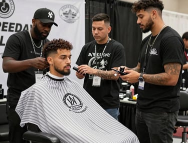 "Lawton Barber Convention 2026 flyer featuring a barber cutting hair in Lawton OK on May 24th"