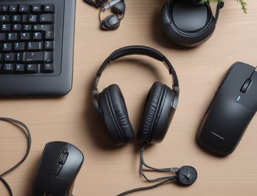 Close-up of a technician repairing a sleek black laptop inside a modern shop.