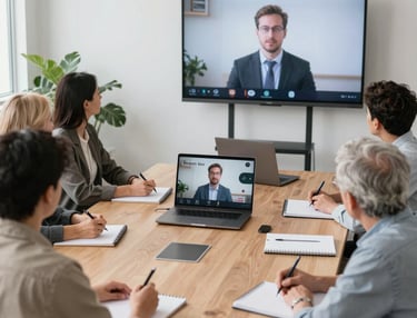 A cozy classroom setting with students practicing conversation.