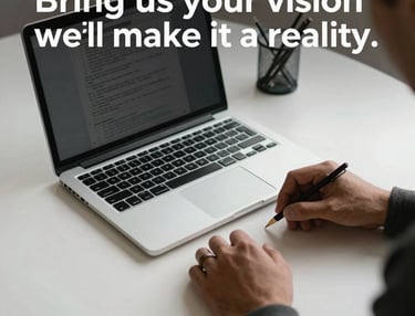 A modern construction site with workers assembling steel framework under a cloudy sky.