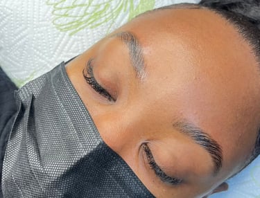 client after briwn tint and lamination treatment