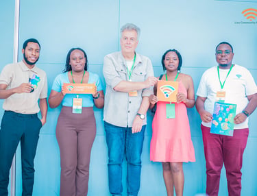 A picture of Digital Child Rights Founder, Lizu and its partners during the 2025 DRIF