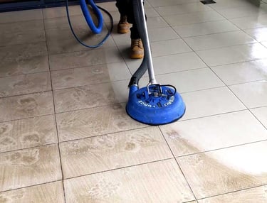 In the process of our tile & grout cleaning services