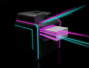 a printer machine with a printer on it