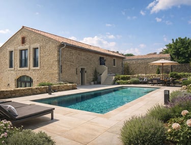 Restored stone farmhouse showcasing traditional rural renovation work