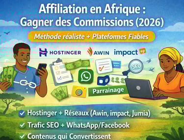 Affiliation en Afrique 2026  gagner des commissions avec Hostinger, Awin, Impact, SEO et WhatsApp