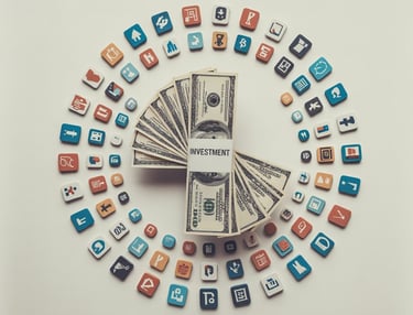 Diversified investment portfolio concept with index funds, finance , trading.