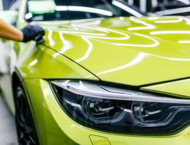 Ceramic Armor coating on a bright green car