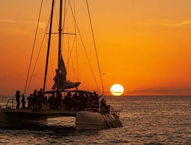 Private luxury yacht cruising through Bacuit Bay, El Nido.