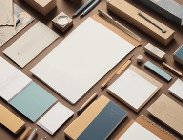 A collection of handmade cards featuring rustic designs. One card has a drawing of a tree with the words 'All is calm, all is bright' embossed on it. Another card shows a green circular ornament with intricate white patterns. A piece of yellow twine is tied around the cards, adding a handmade touch.