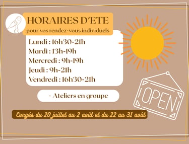 horaires d'été au Chemin de la Chouette 2026