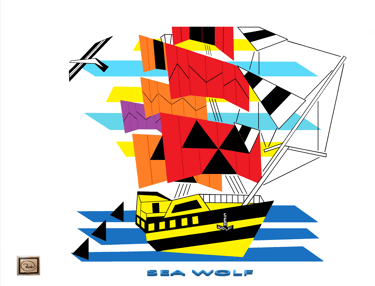 SEA WOLF richWOODart.com straight line art