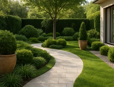 Modern architectural blueprint and design sketches on a wooden desk.