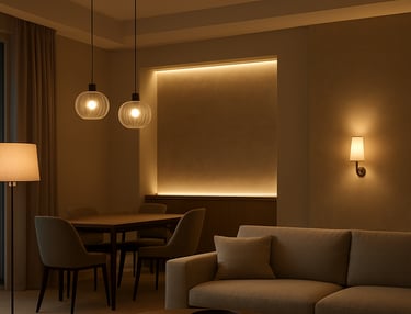 Modern architectural blueprint and design sketches on a wooden desk.