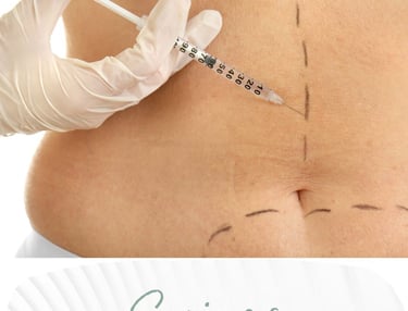 Medical professional giving an enzymatic injection for abdominal fat reduction treatment.