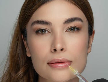 Persona de frente con inyección de botox 