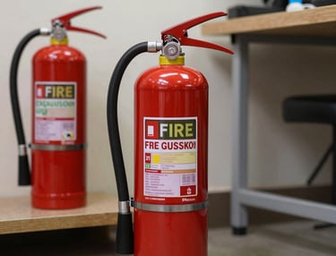 Close-up of safety equipment being tested in a modern lab environment.