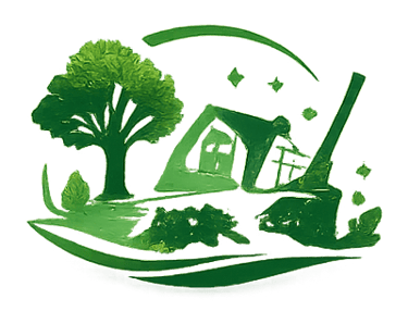 Green eco-friendly logo featuring a stylized tree and house icon representing sustainable living.