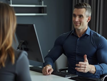 Wesley van Gils, diëtist Wormerveer, in gesprek met een cliënt