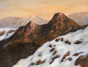peinture de sommets à l'aube