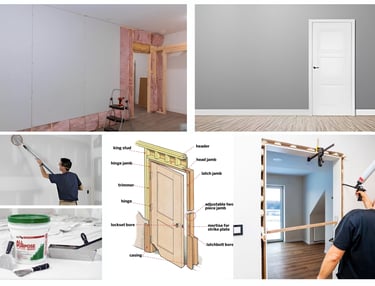 a man is painting a wall in a room
