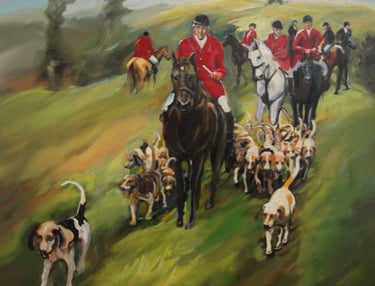 fox hunting oil on canvas painting