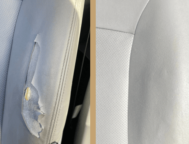 leather repair to car seat before and after